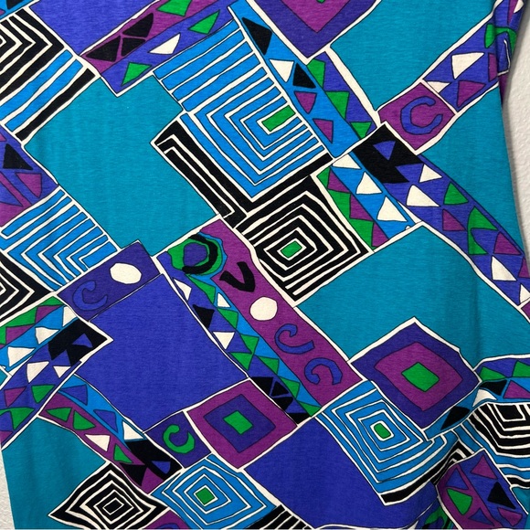 Vintage Geometric Colorful 90’s Dress in Blue and Purple - Picture 14 of 17
